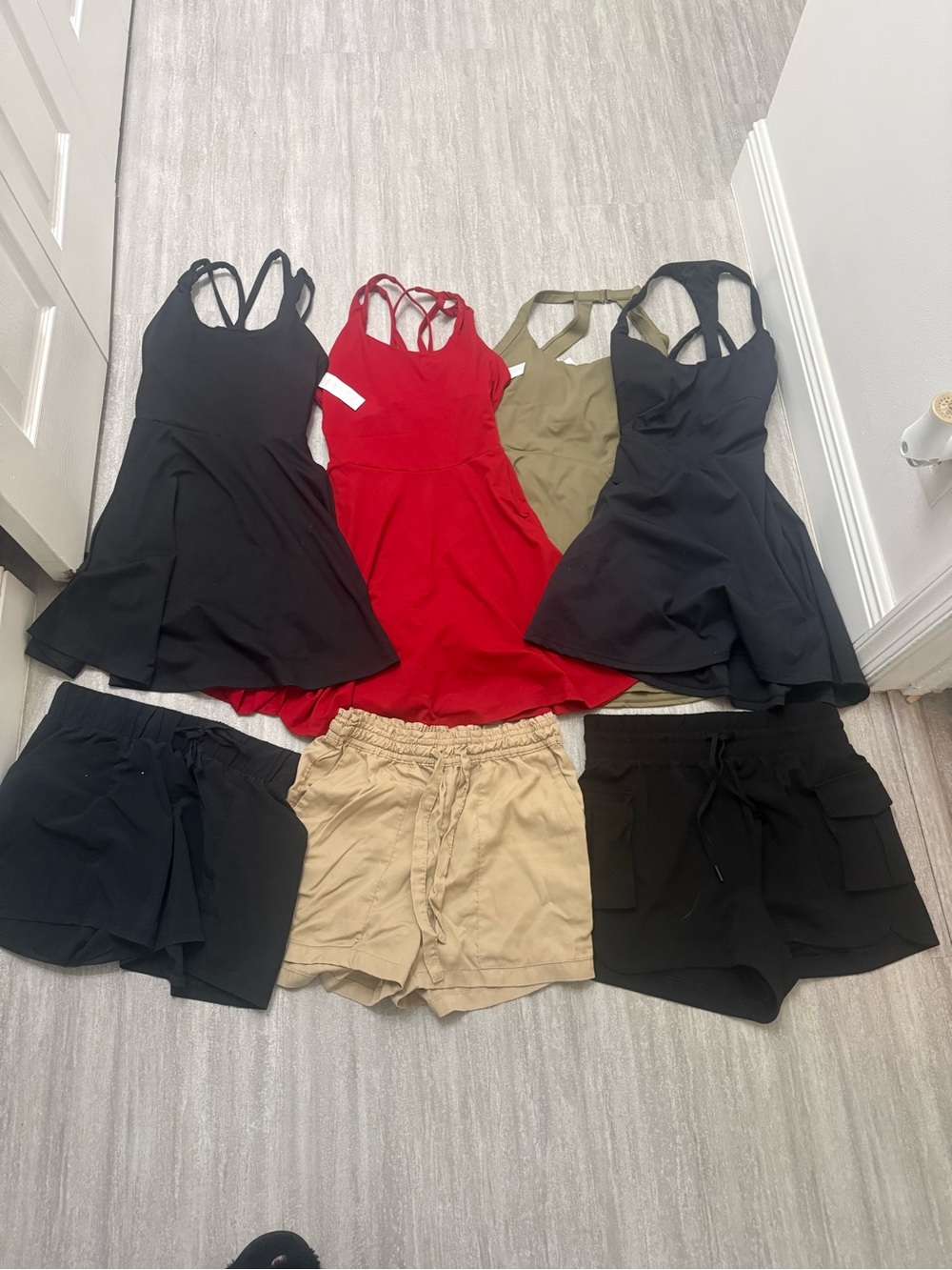Assorted Women's Active Dresses & Shorts - Black, Red, Olive, Khaki